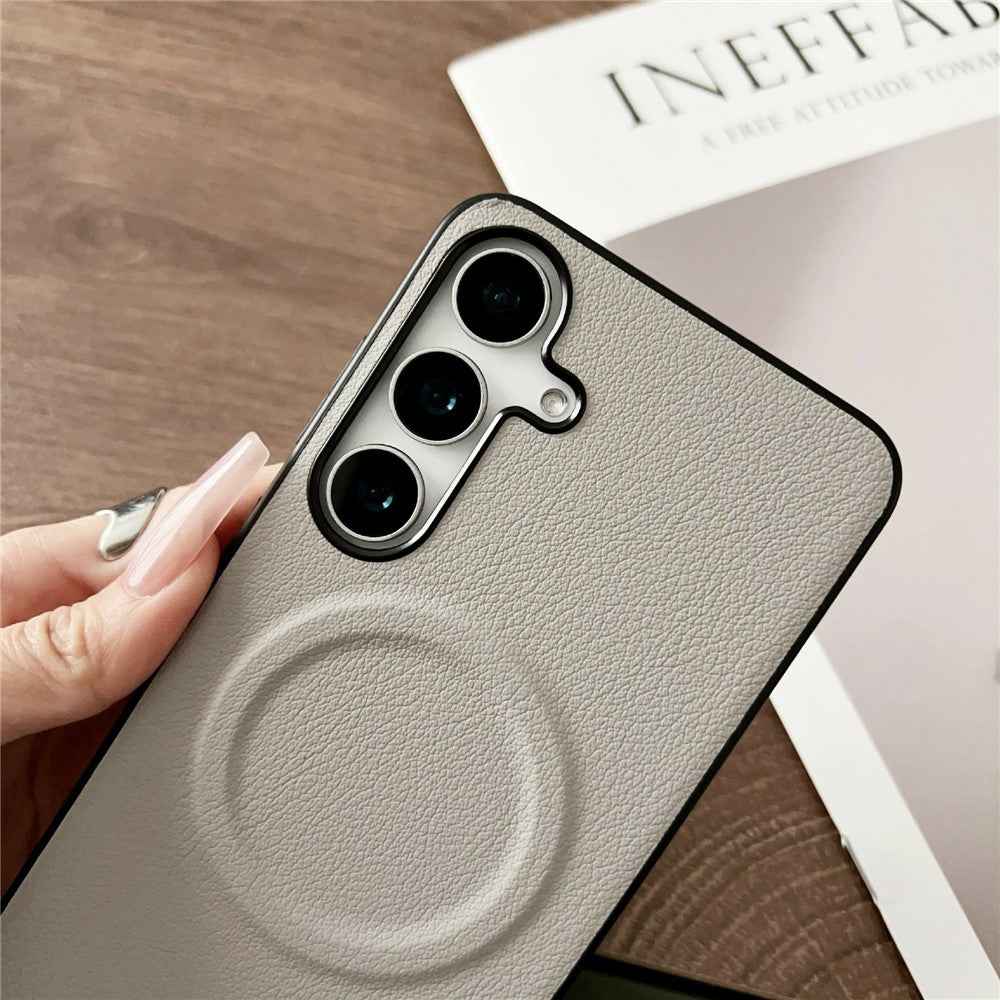 For Samsung Galaxy A57 5G Magnetic Case PU Leather + TPU Phone Back Cover - Black