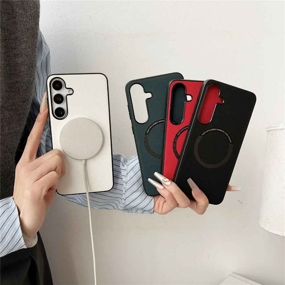 For Samsung Galaxy A57 5G Magnetic Case Anti-Drop PU Leather + PC Cover - Red