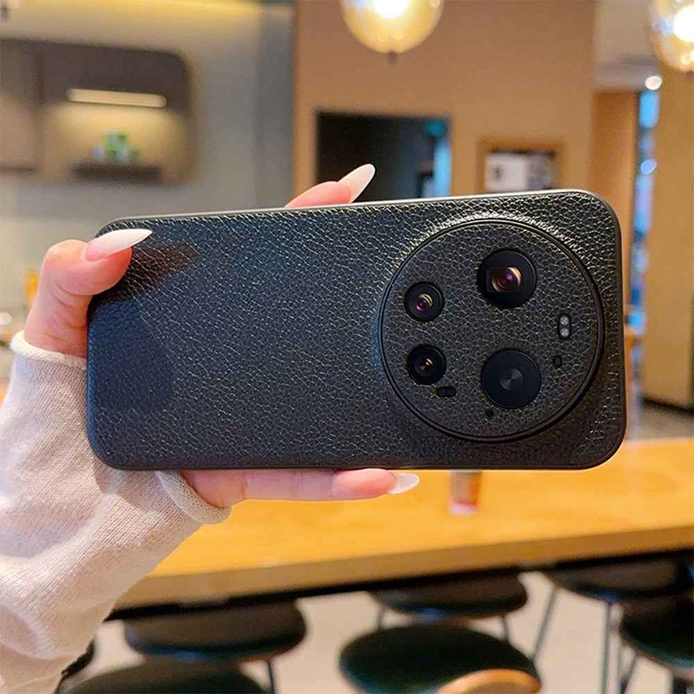 For Xiaomi 17 Ultra 5G Case Litchi Texture Leather Coated TPU + PC Phone Cover with Black Edge - Black