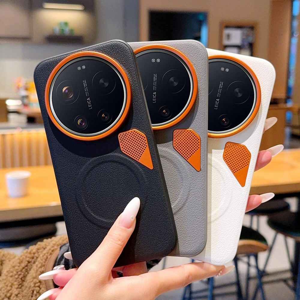 For Xiaomi 17 Ultra 5G Magnetic Case Leather Coated PC + TPU Phone Cover with Heat Dissipation Sheet - Black