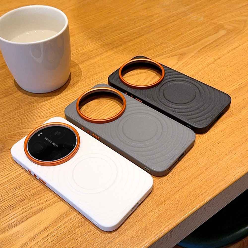 For Xiaomi 17 Ultra 5G Magnetic Case Wave Texture PU Leather Coated PC + TPU Phone Cover - Grey