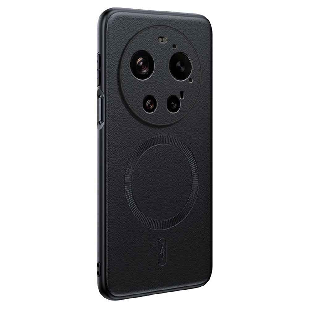 For Xiaomi 17 Ultra 5G Magnetic Case Leather Coated TPU + PC Phone Cover - Black