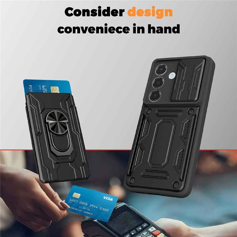 For Samsung Galaxy A57 5G Case PC + TPU Kickstand Phone Back Cover with Camera Slider - Red