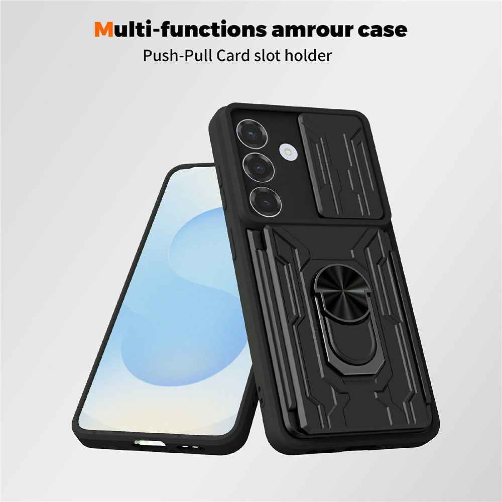 For Samsung Galaxy A57 5G Case PC + TPU Kickstand Phone Back Cover with Camera Slider - Red