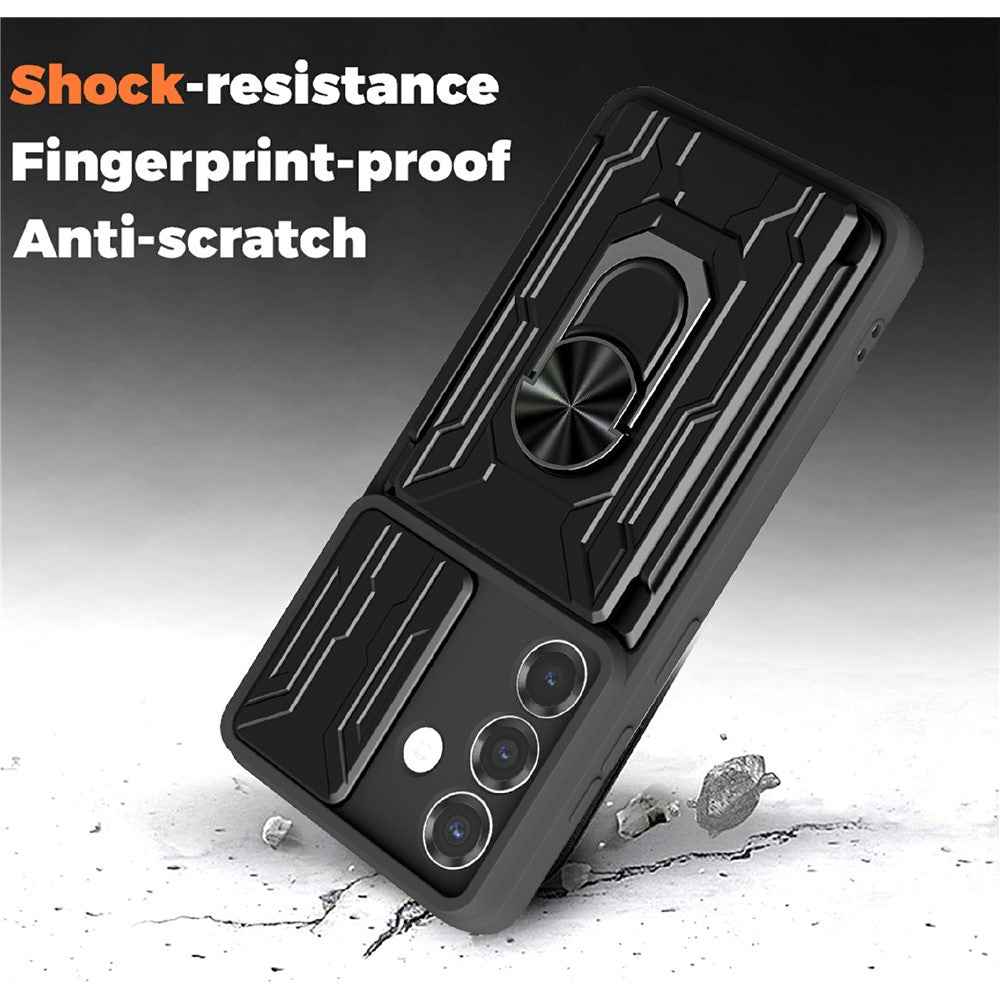 For Samsung Galaxy A57 5G Case PC + TPU Kickstand Phone Back Cover with Camera Slider - Red