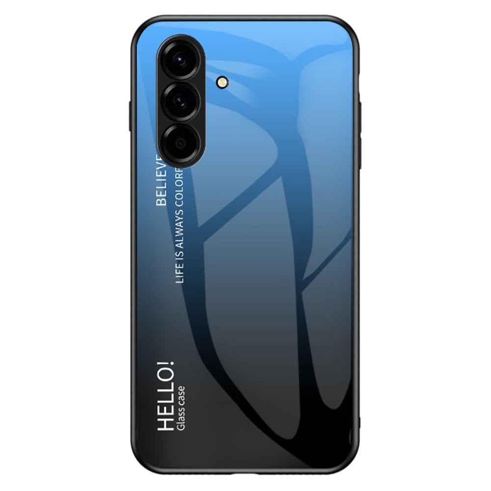 For Samsung Galaxy A57 5G Case Anti-Scratch Tempered Glass + PC + TPU Phone Cover - Gradient Blue Black