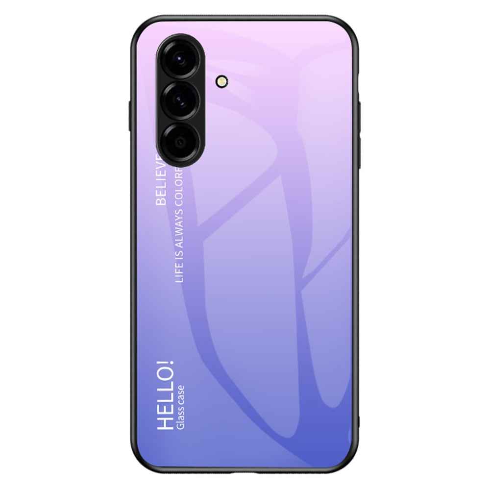 For Samsung Galaxy A57 5G Case Anti-Scratch Tempered Glass + PC + TPU Phone Cover - Gradient Pink Purple