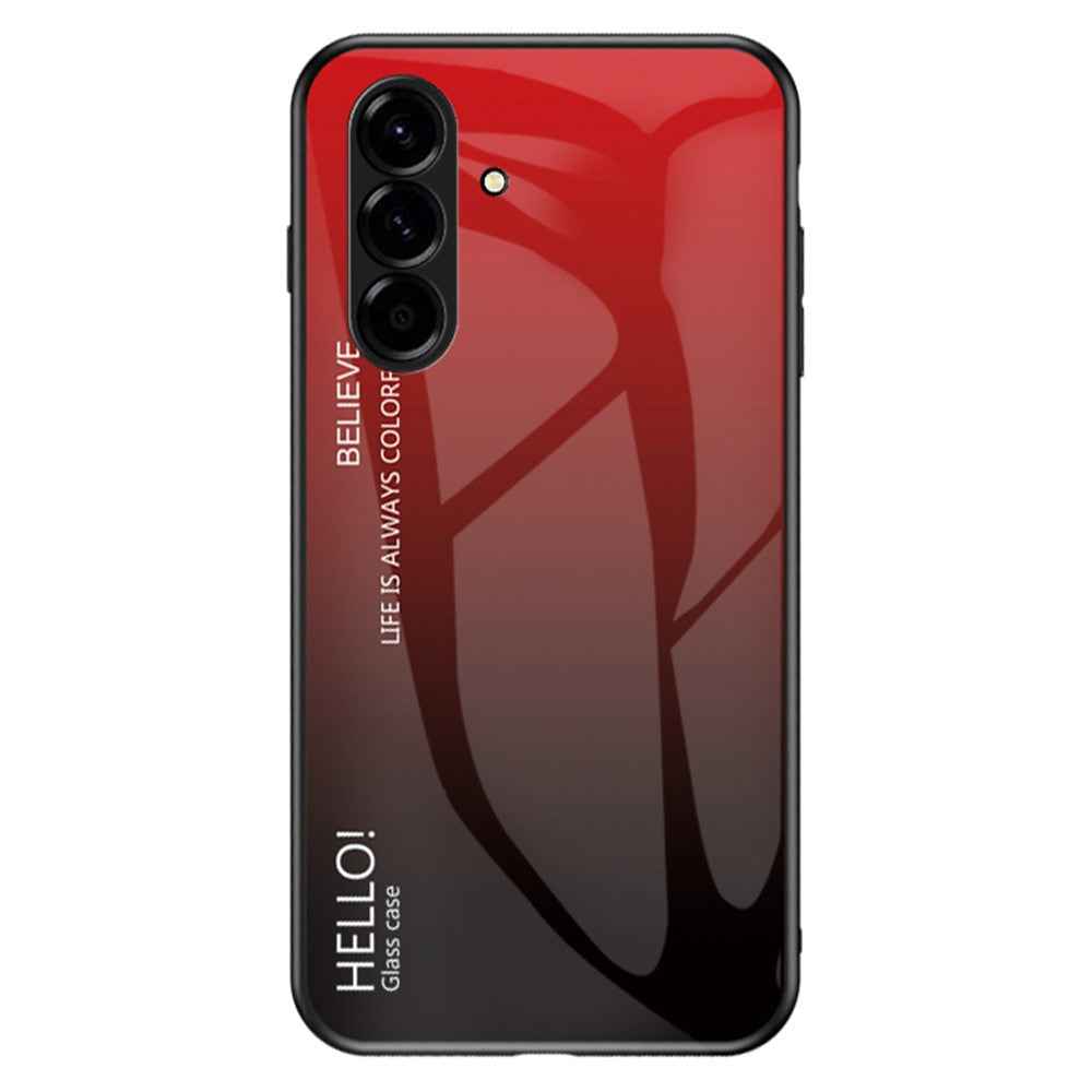 For Samsung Galaxy A57 5G Case Anti-Scratch Tempered Glass + PC + TPU Phone Cover - Gradient Red Black