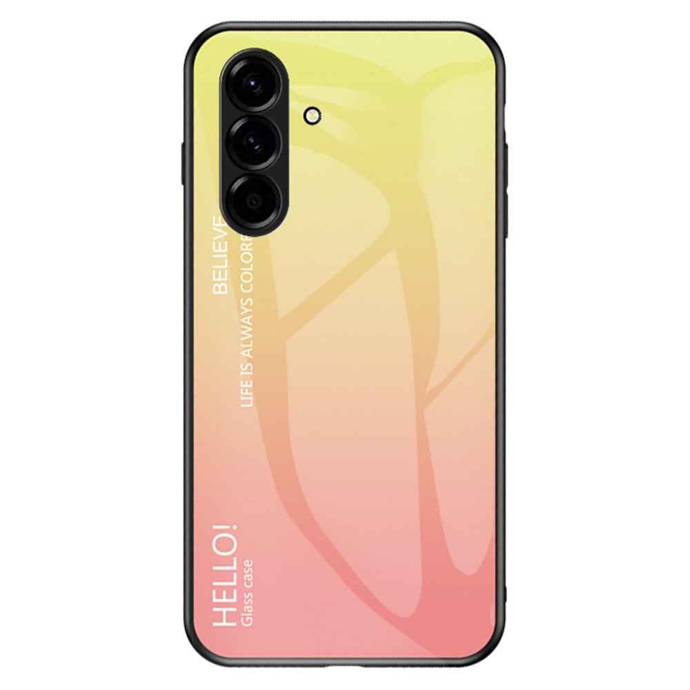 For Samsung Galaxy A57 5G Case Anti-Scratch Tempered Glass + PC + TPU Phone Cover - Gradient Yellow