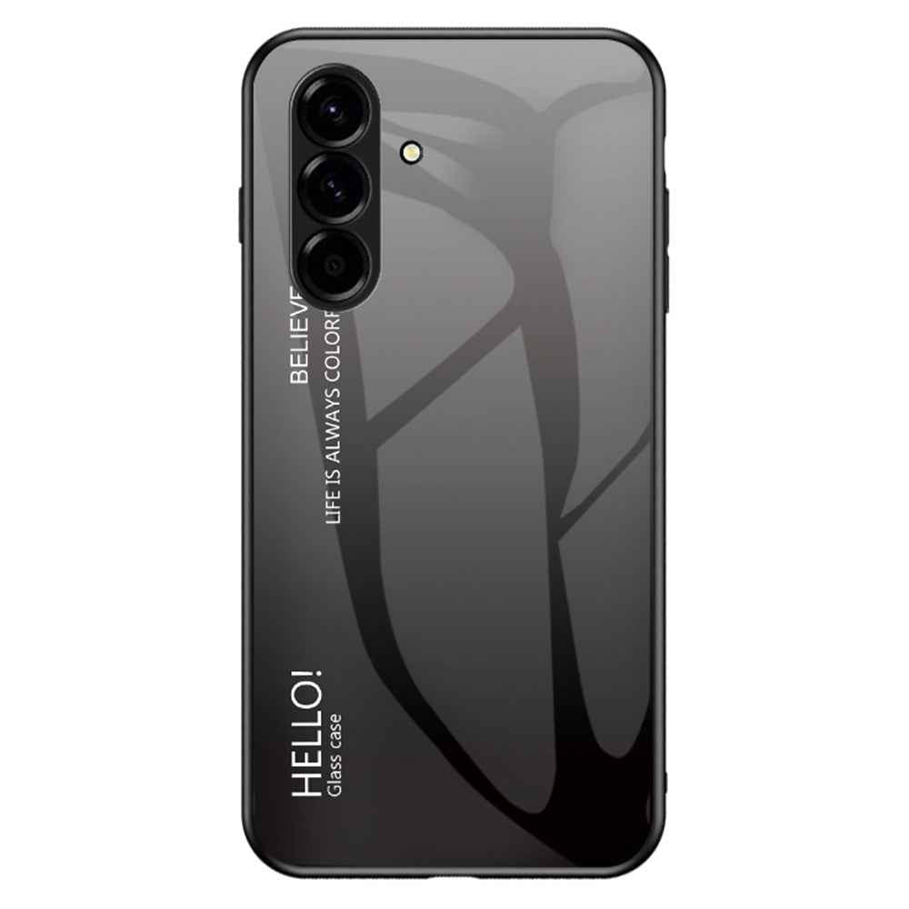 For Samsung Galaxy A57 5G Case Anti-Scratch Tempered Glass + PC + TPU Phone Cover - Gradient Black Grey