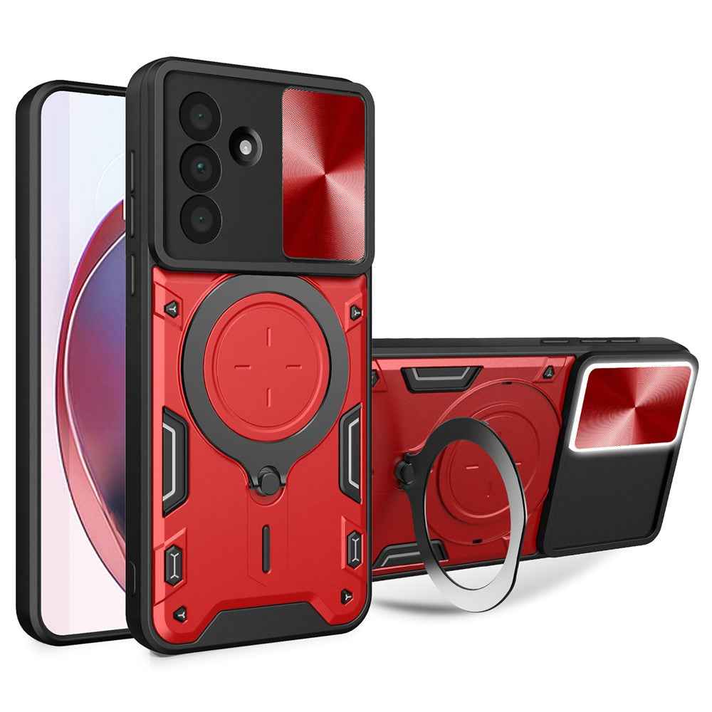For Samsung Galaxy A57 5G Case TPU + PC Phone Cover with Kickstand , Slide Lens Window - Red