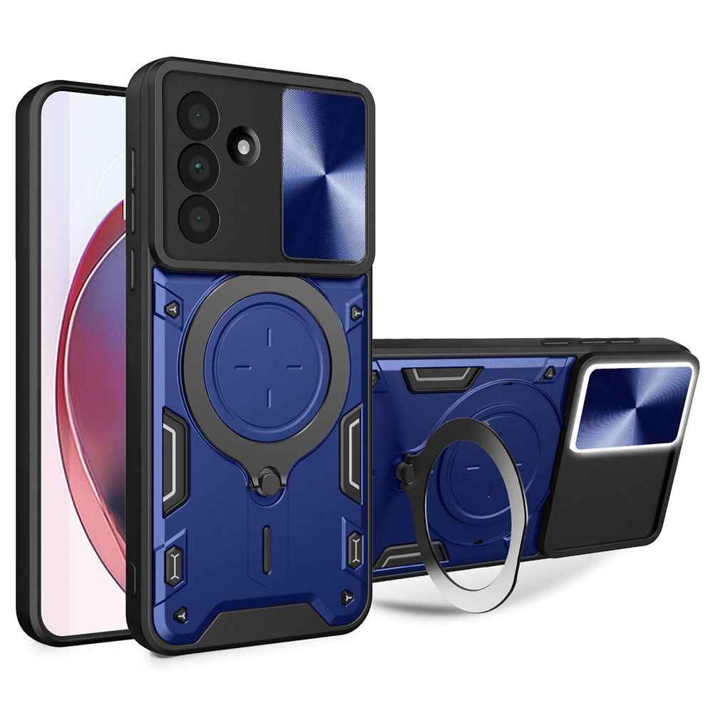 For Samsung Galaxy A57 5G Case TPU + PC Phone Cover with Kickstand , Slide Lens Window - Blue