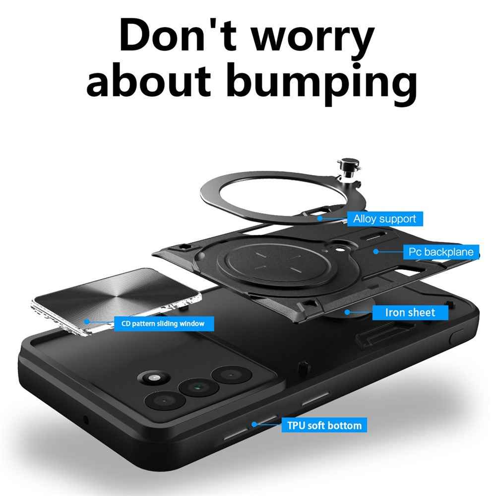 For Samsung Galaxy A57 5G Case TPU + PC Phone Cover with Kickstand , Slide Lens Window - Blue