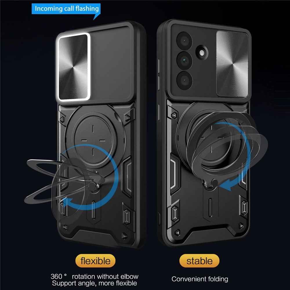 For Samsung Galaxy A57 5G Case TPU + PC Phone Cover with Kickstand , Slide Lens Window - Blue