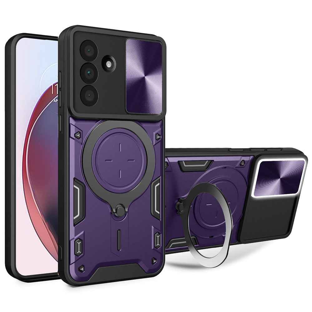 For Samsung Galaxy A57 5G Case TPU + PC Phone Cover with Kickstand , Slide Lens Window - Purple