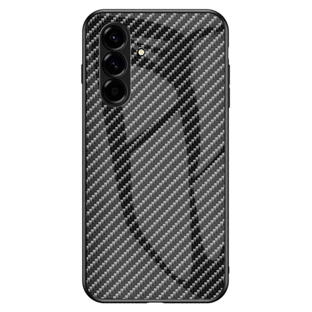 For Samsung Galaxy A57 5G Case Tempered Glass Shockproof Phone Cover - Black Fiber