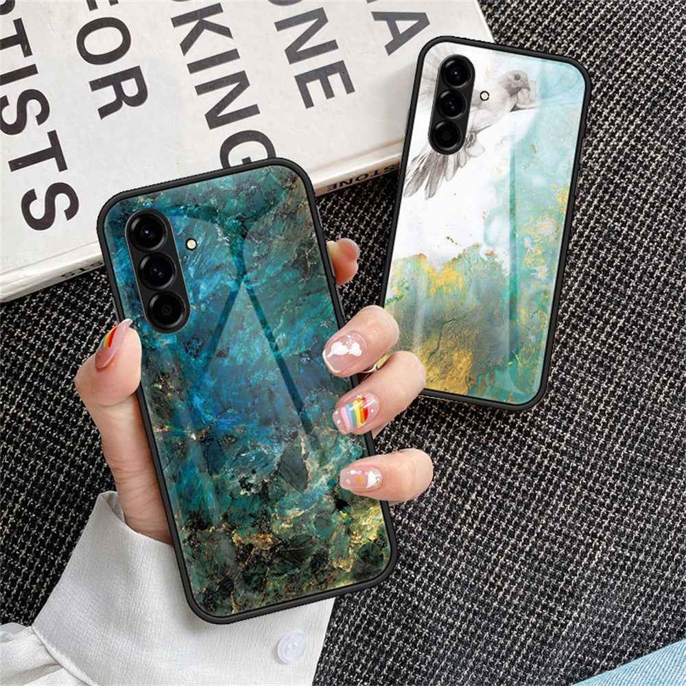 For Samsung Galaxy A57 5G Case Marble Pattern Tempered Glass + PC + TPU Protective Phone Cover - Blood Red Marble