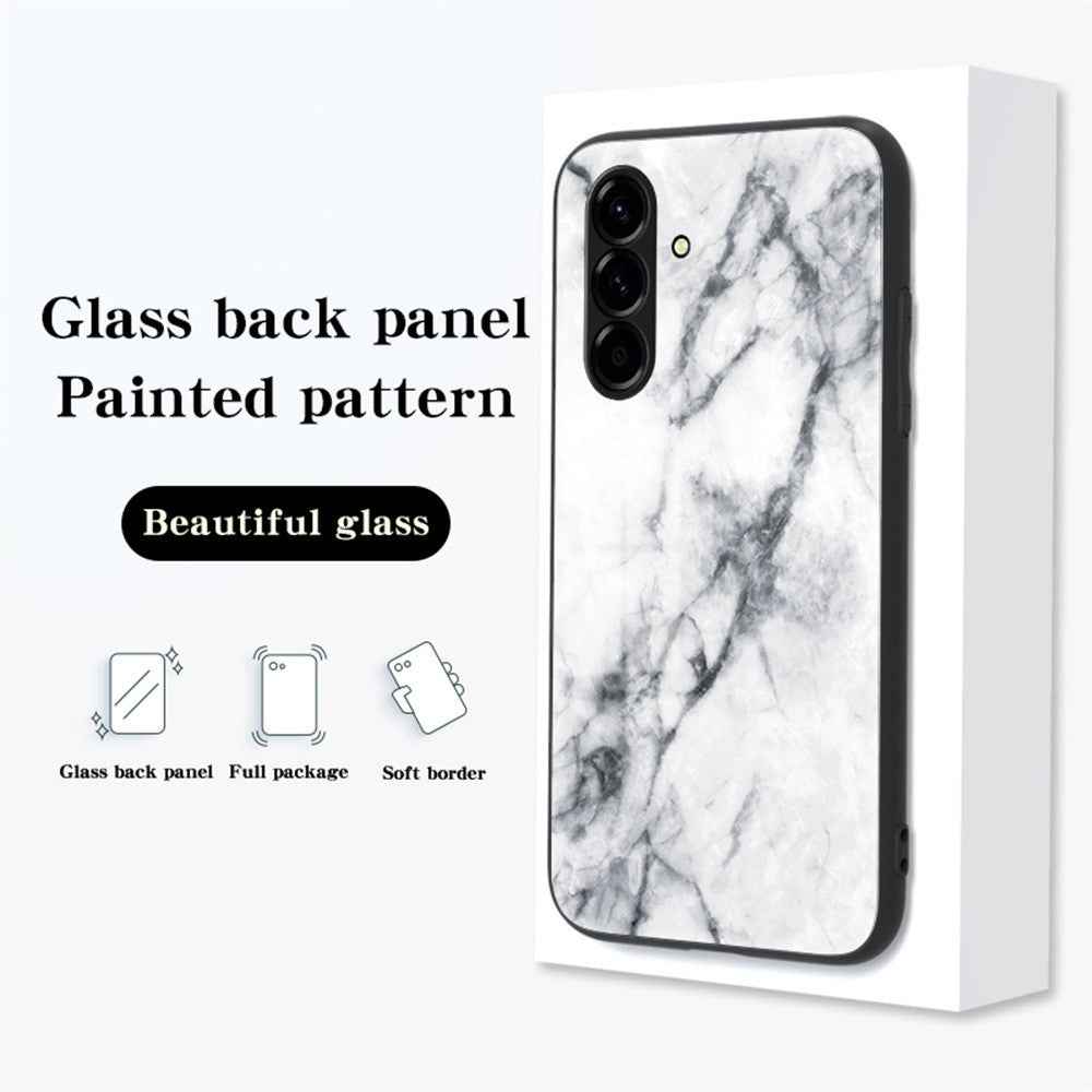 For Samsung Galaxy A57 5G Case Marble Pattern Tempered Glass + PC + TPU Protective Phone Cover - Blood Red Marble