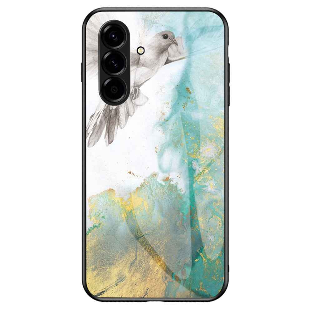 For Samsung Galaxy A57 5G Case Marble Pattern Tempered Glass + PC + TPU Protective Phone Cover - Flying Pigeon Marble