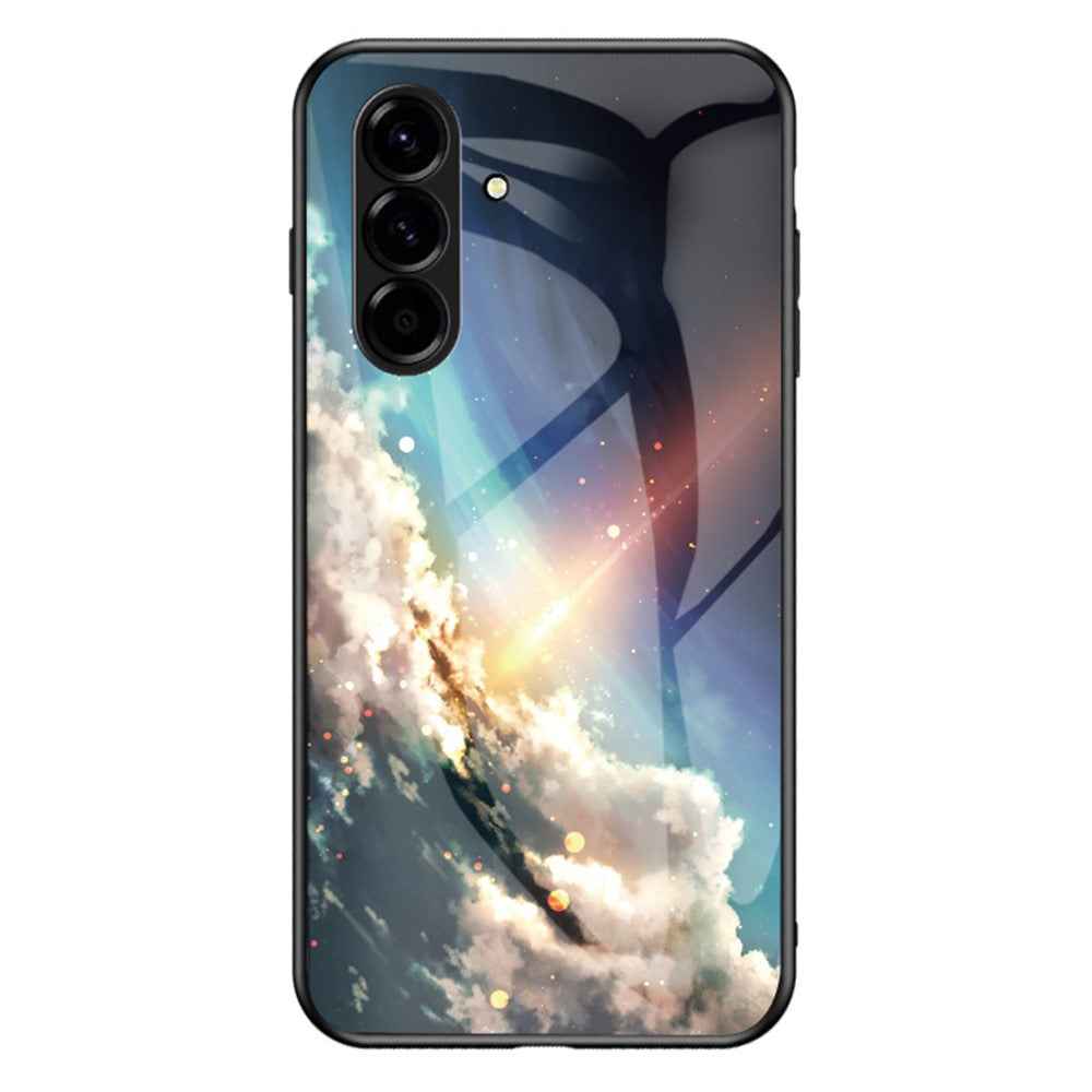 For Samsung Galaxy A57 5G Case Starry Sky Pattern Tempered Glass Phone Cover - Bright Starry Sky