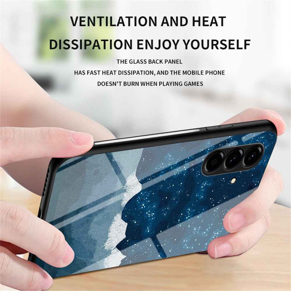 For Samsung Galaxy A57 5G Case Starry Sky Pattern Tempered Glass Phone Cover - Scattering Starry
