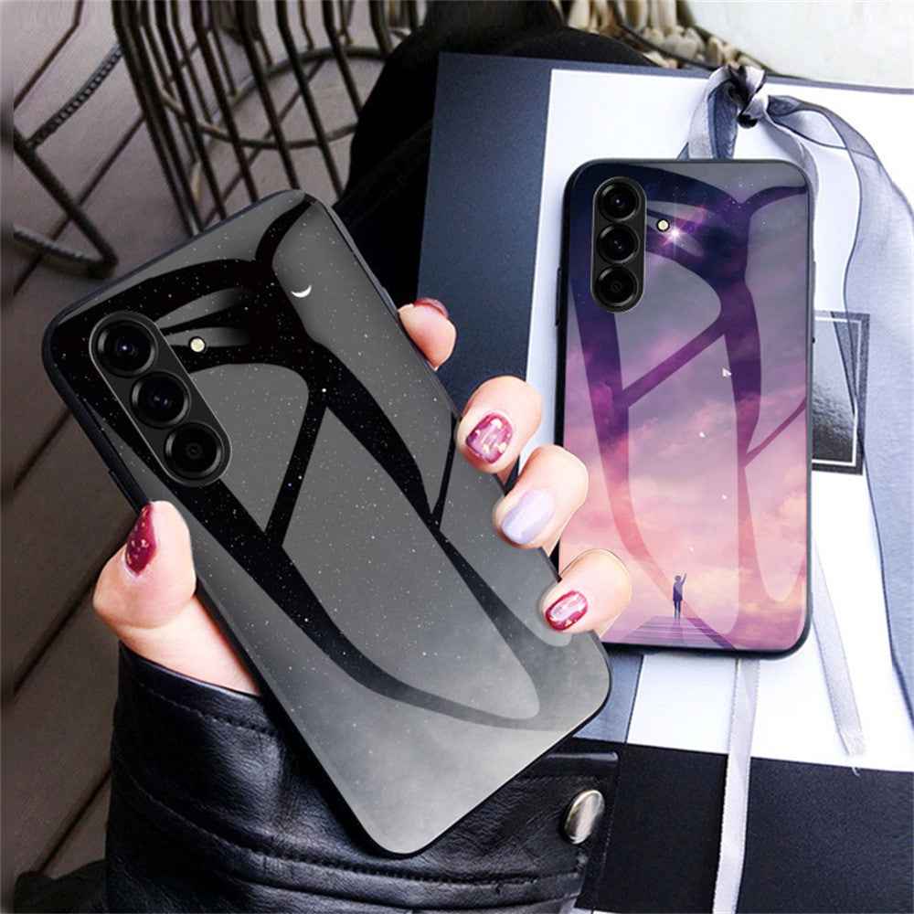 For Samsung Galaxy A57 5G Case Starry Sky Pattern Tempered Glass Phone Cover - Scattering Starry
