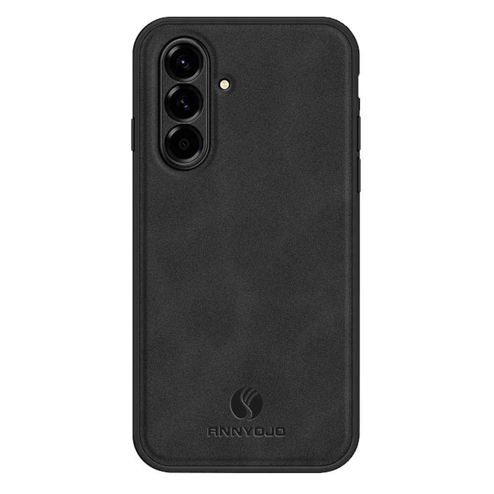 ANNYOJO For Samsung Galaxy A57 5G Case PU Leather + PC + TPU Anti Drop Phone Back Cover - Black