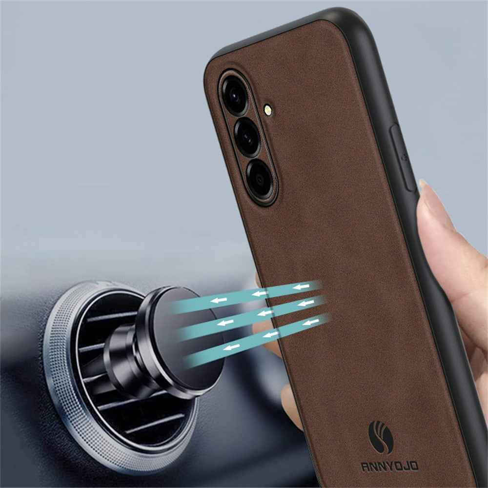 ANNYOJO For Samsung Galaxy A57 5G Case PU Leather + PC + TPU Anti Drop Phone Back Cover - Black