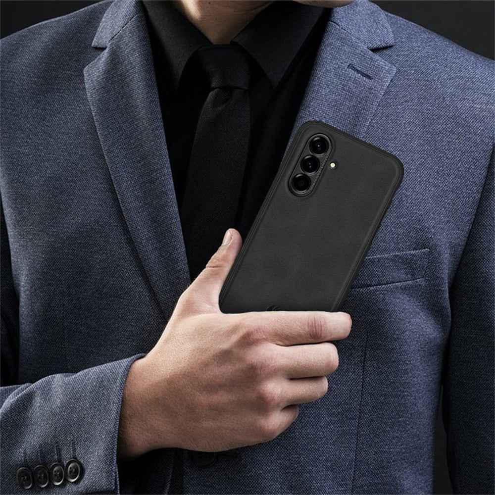 ANNYOJO For Samsung Galaxy A57 5G Case PU Leather + PC + TPU Anti Drop Phone Back Cover - Black
