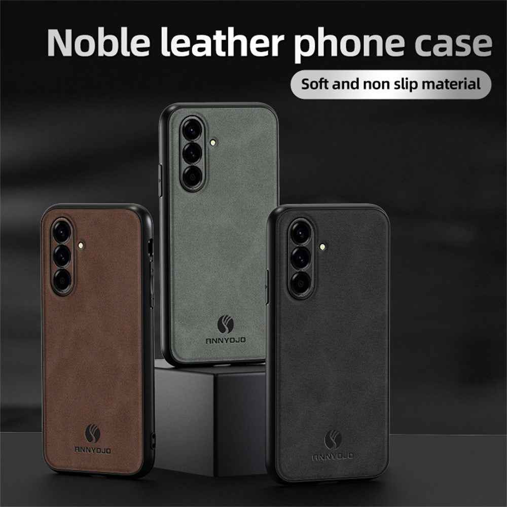 ANNYOJO For Samsung Galaxy A57 5G Case PU Leather + PC + TPU Anti Drop Phone Back Cover - Black