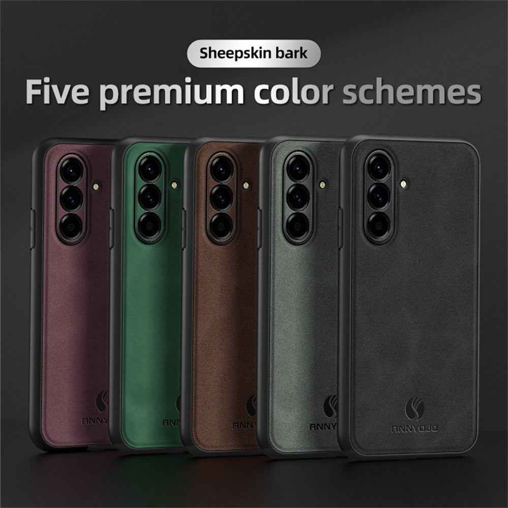 ANNYOJO For Samsung Galaxy A57 5G Case PU Leather + PC + TPU Anti Drop Phone Back Cover - Black