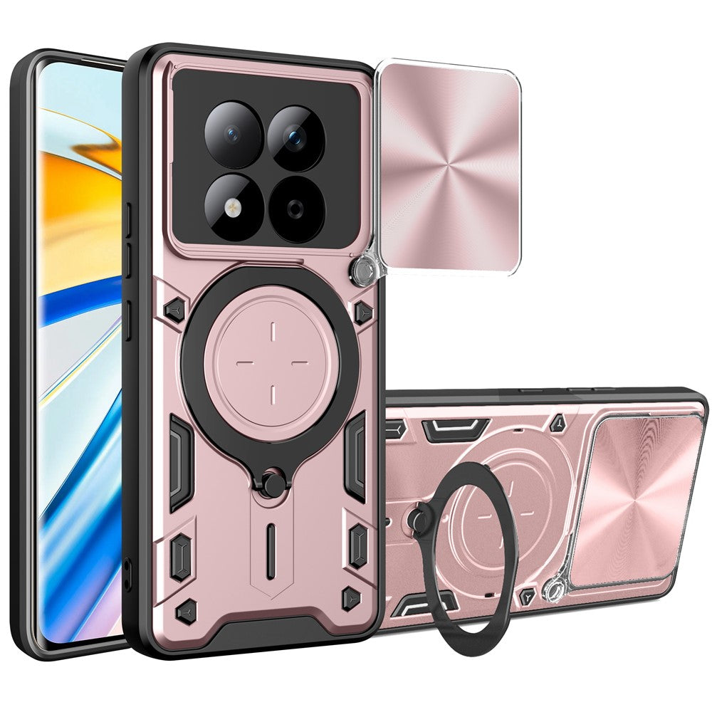 For Xiaomi Redmi Note 15 Pro 5G (Global) Case TPU + PC Phone Cover with Kickstand , Slide Lens Window - Pink