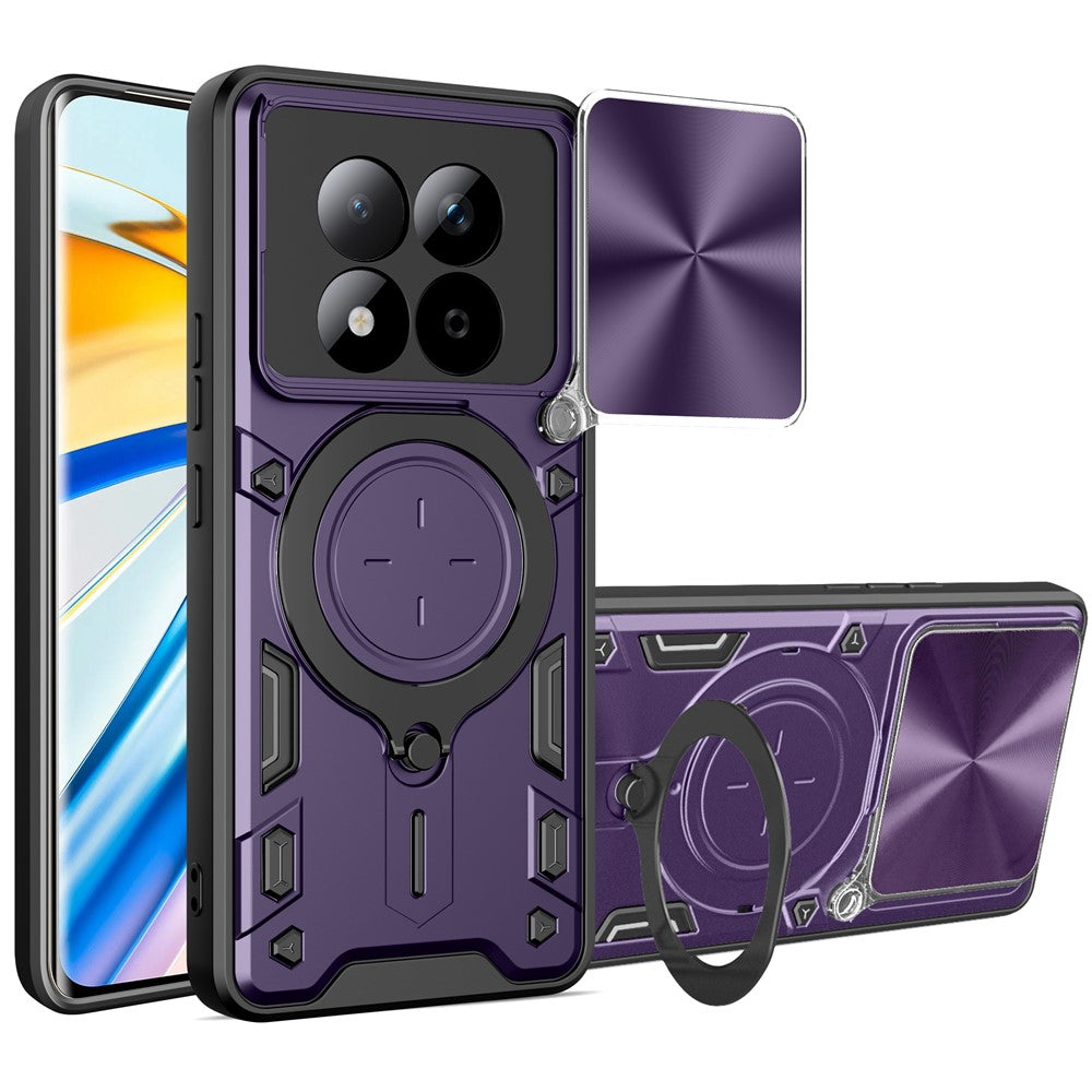 For Xiaomi Redmi Note 15 Pro 5G (Global) Case TPU + PC Phone Cover with Kickstand , Slide Lens Window - Purple