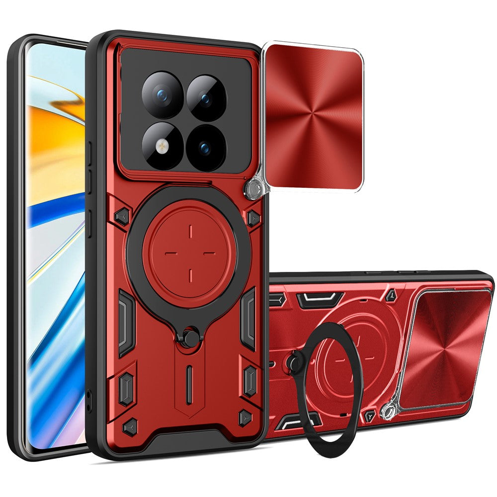 For Xiaomi Poco M8 Pro 5G / Redmi Note 15 Pro+ 5G (Global) Case TPU + PC Phone Cover with Kickstand , Slide Lens Window - Red