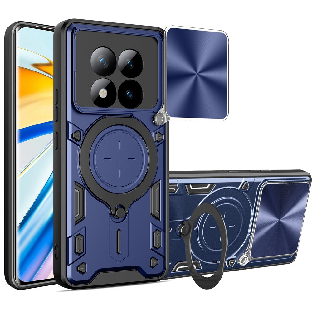 For Xiaomi Poco M8 Pro 5G / Redmi Note 15 Pro+ 5G (Global) Case TPU + PC Phone Cover with Kickstand , Slide Lens Window - Blue