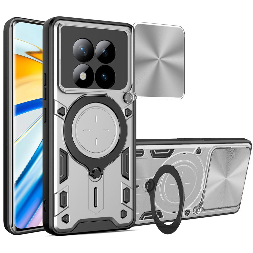 For Xiaomi Poco M8 Pro 5G / Redmi Note 15 Pro+ 5G (Global) Case TPU + PC Phone Cover with Kickstand , Slide Lens Window - Silver