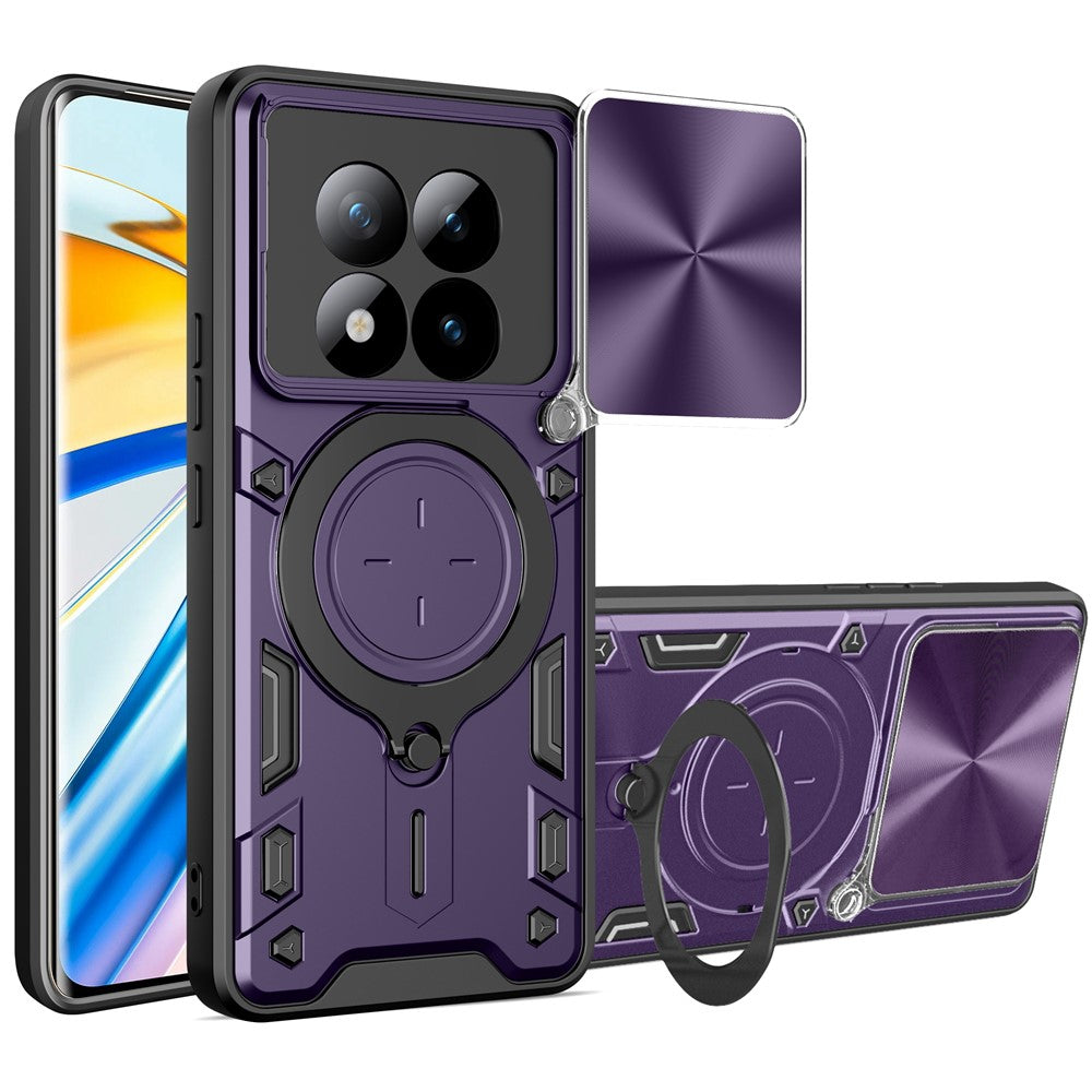 For Xiaomi Poco M8 Pro 5G / Redmi Note 15 Pro+ 5G (Global) Case TPU + PC Phone Cover with Kickstand , Slide Lens Window - Purple