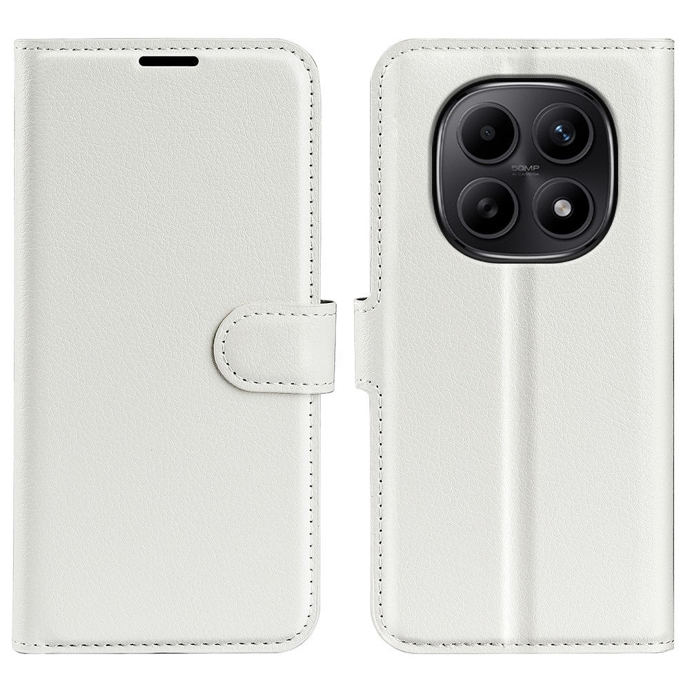 For Xiaomi Redmi Note 15 4G (Global) Case Wallet Stand Litchi Texture Shockproof Leather Phone Cover - White