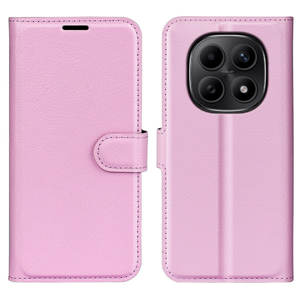 For Xiaomi Redmi Note 15 4G (Global) Case Wallet Stand Litchi Texture Shockproof Leather Phone Cover - Pink