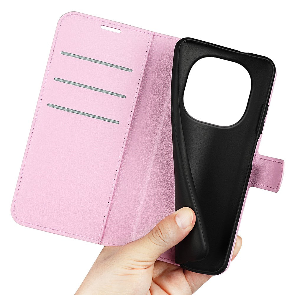 For Xiaomi Redmi Note 15 4G (Global) Case Wallet Stand Litchi Texture Shockproof Leather Phone Cover - Pink