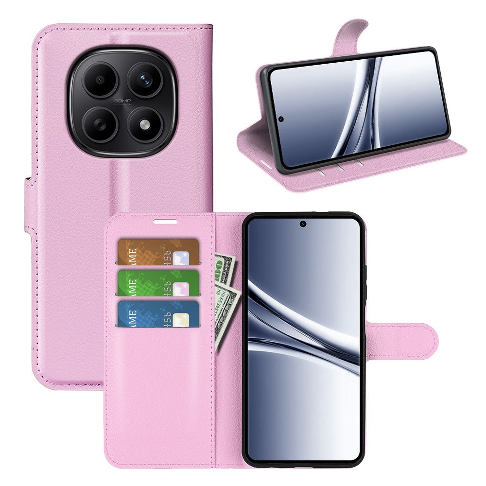 For Xiaomi Redmi Note 15 4G (Global) Case Wallet Stand Litchi Texture Shockproof Leather Phone Cover - Pink