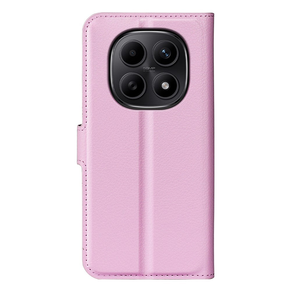 For Xiaomi Redmi Note 15 4G (Global) Case Wallet Stand Litchi Texture Shockproof Leather Phone Cover - Pink