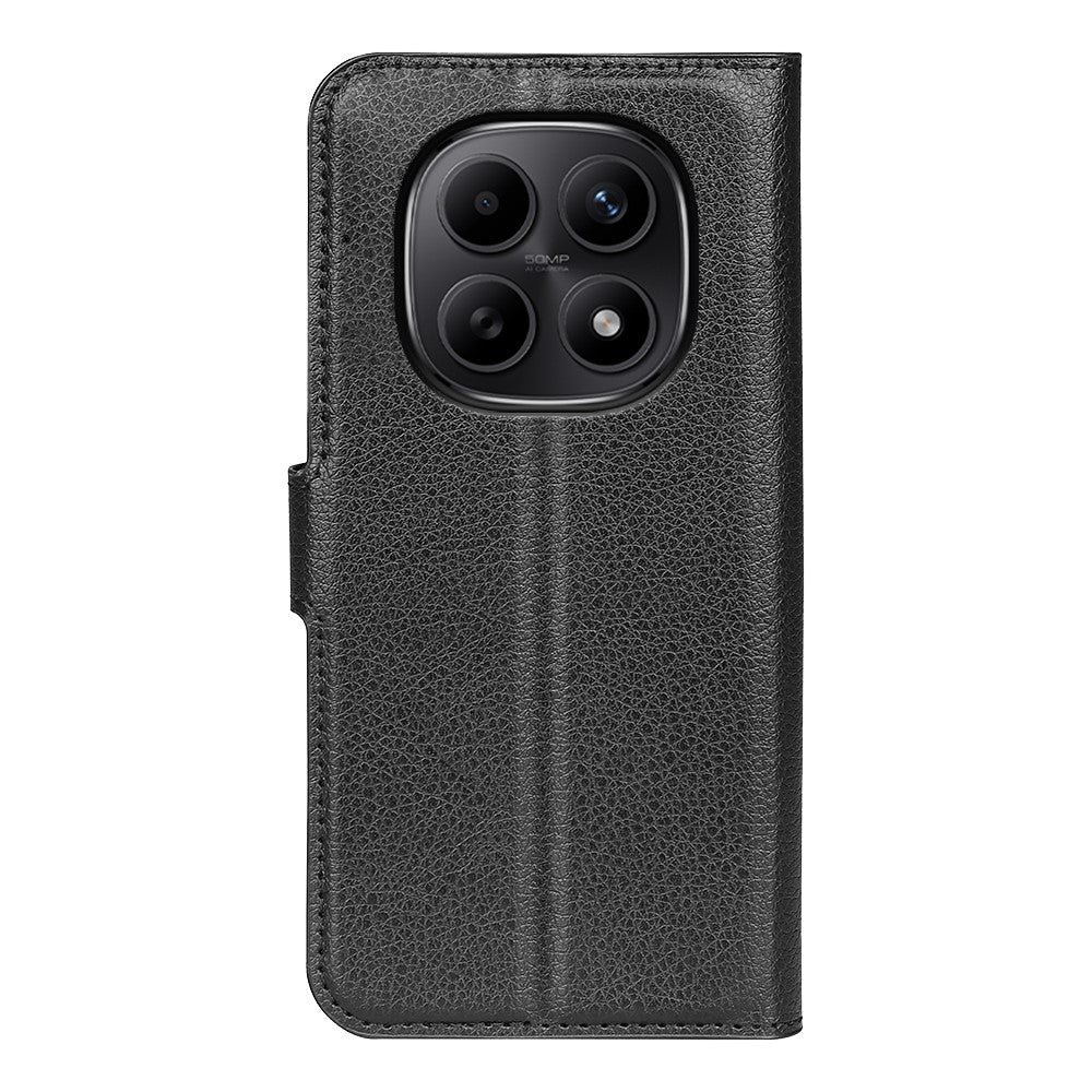 For Xiaomi Redmi Note 15 4G (Global) Case Wallet Stand Litchi Texture Shockproof Leather Phone Cover - Black