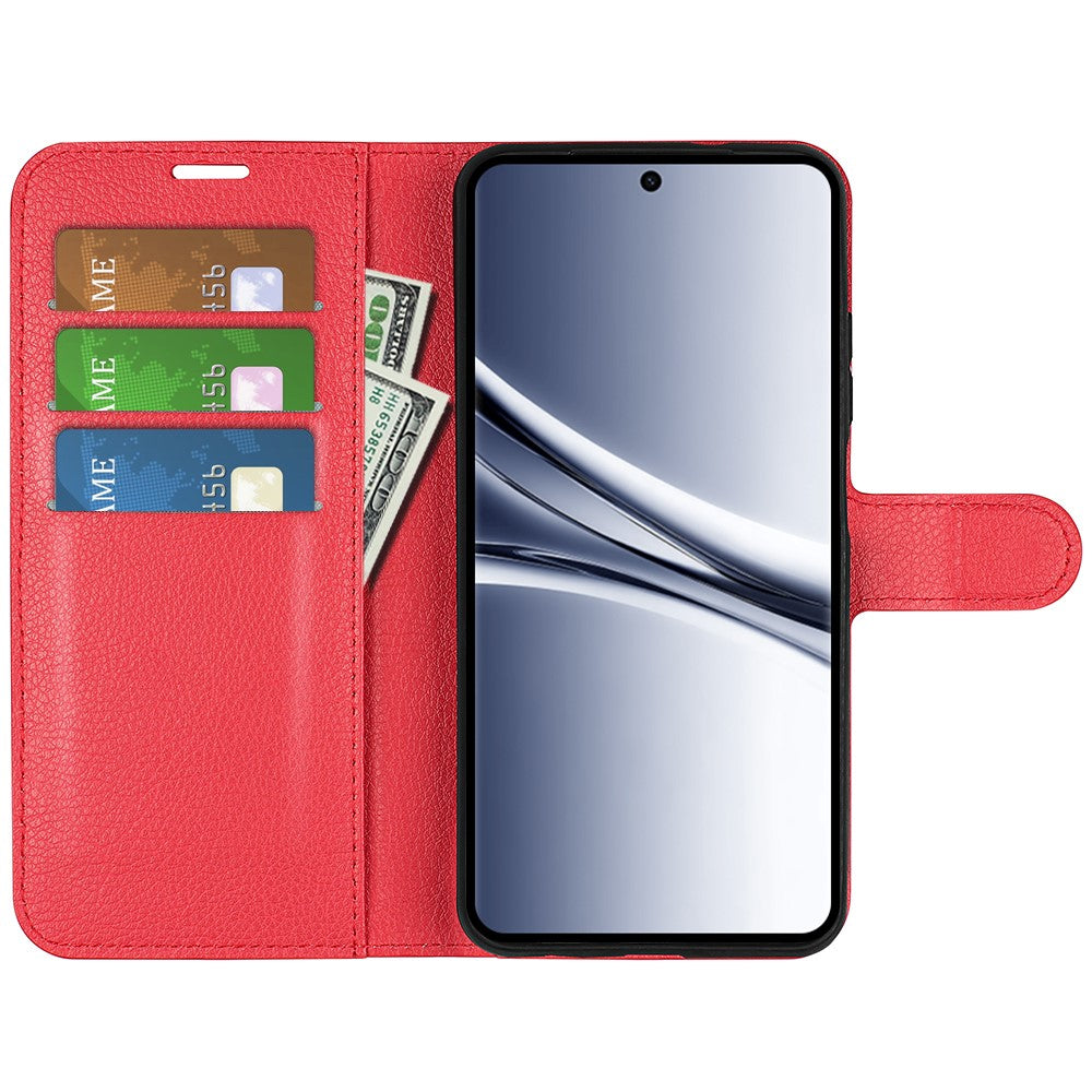 For Xiaomi Redmi Note 15 4G (Global) Case Wallet Stand Litchi Texture Shockproof Leather Phone Cover - Red