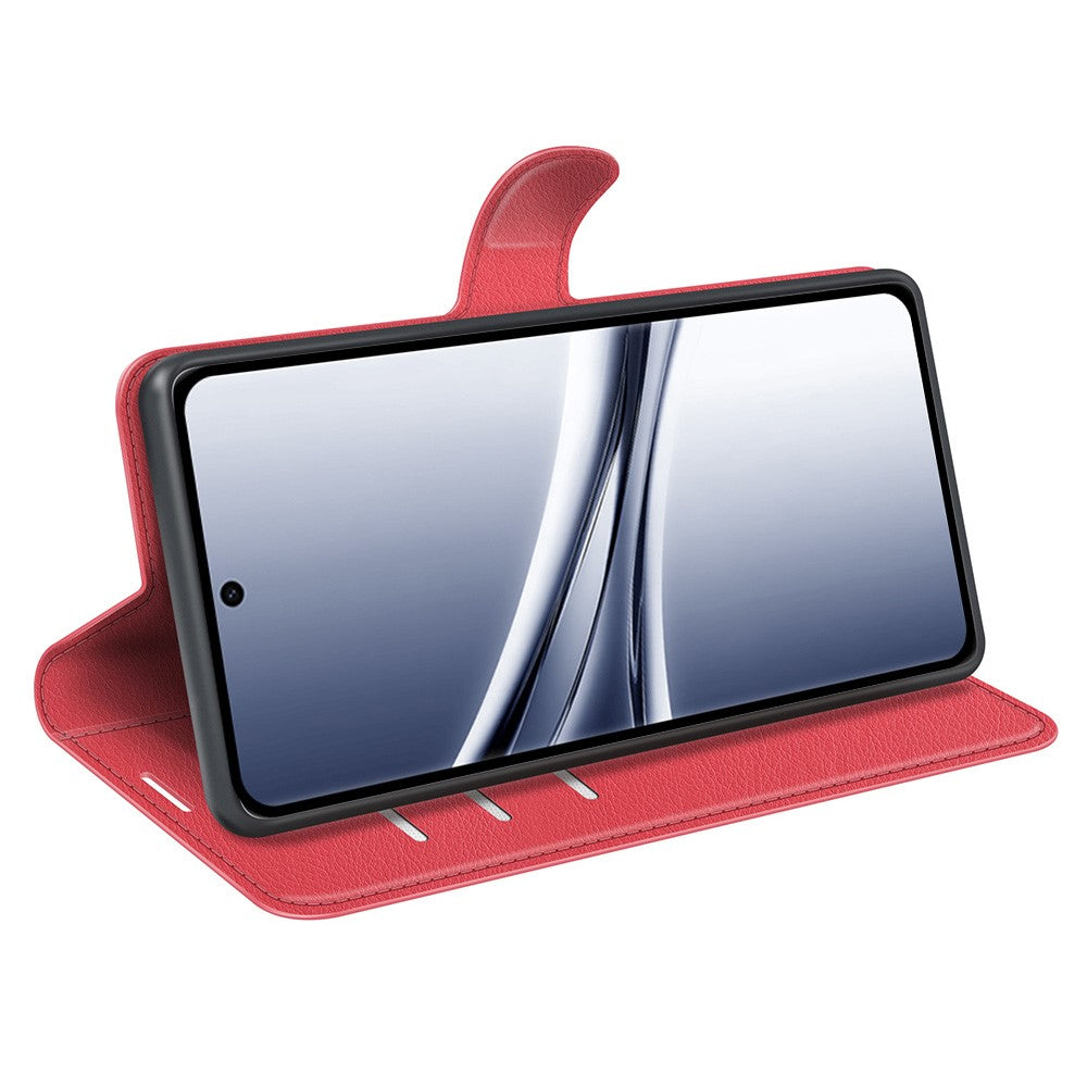 For Xiaomi Redmi Note 15 4G (Global) Case Wallet Stand Litchi Texture Shockproof Leather Phone Cover - Red
