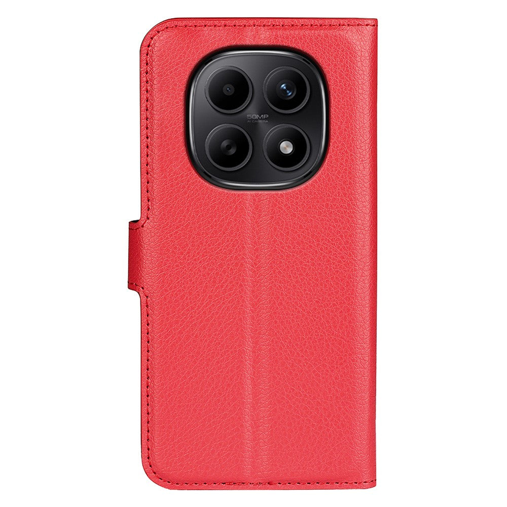 For Xiaomi Redmi Note 15 4G (Global) Case Wallet Stand Litchi Texture Shockproof Leather Phone Cover - Red