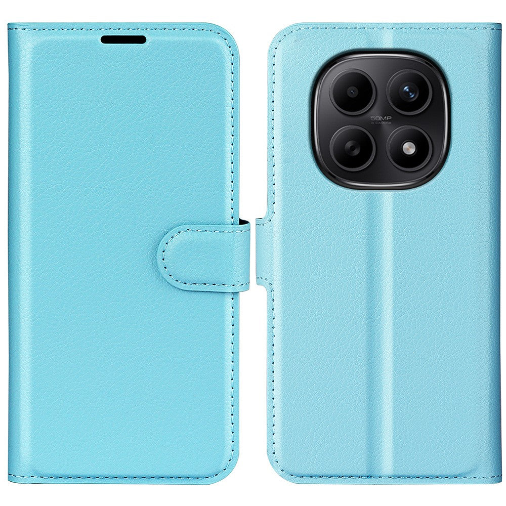 For Xiaomi Redmi Note 15 4G (Global) Case Wallet Stand Litchi Texture Shockproof Leather Phone Cover - Blue