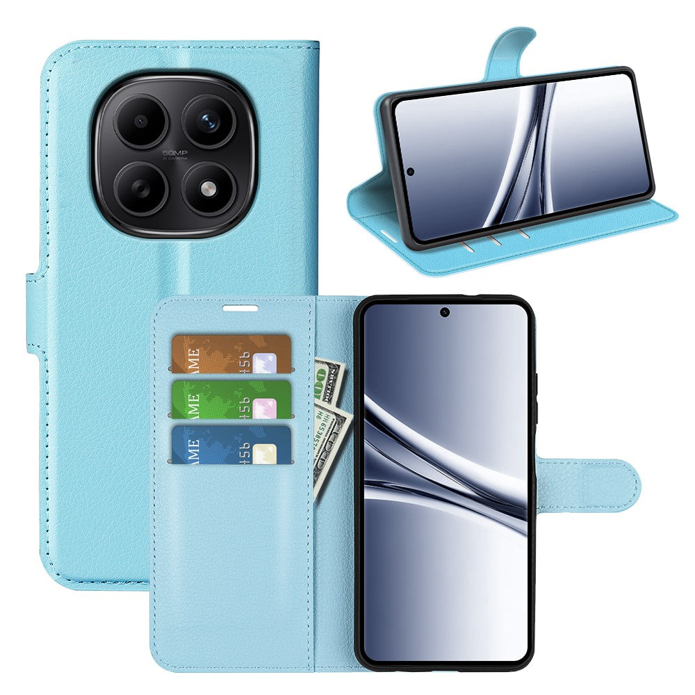 For Xiaomi Redmi Note 15 4G (Global) Case Wallet Stand Litchi Texture Shockproof Leather Phone Cover - Blue