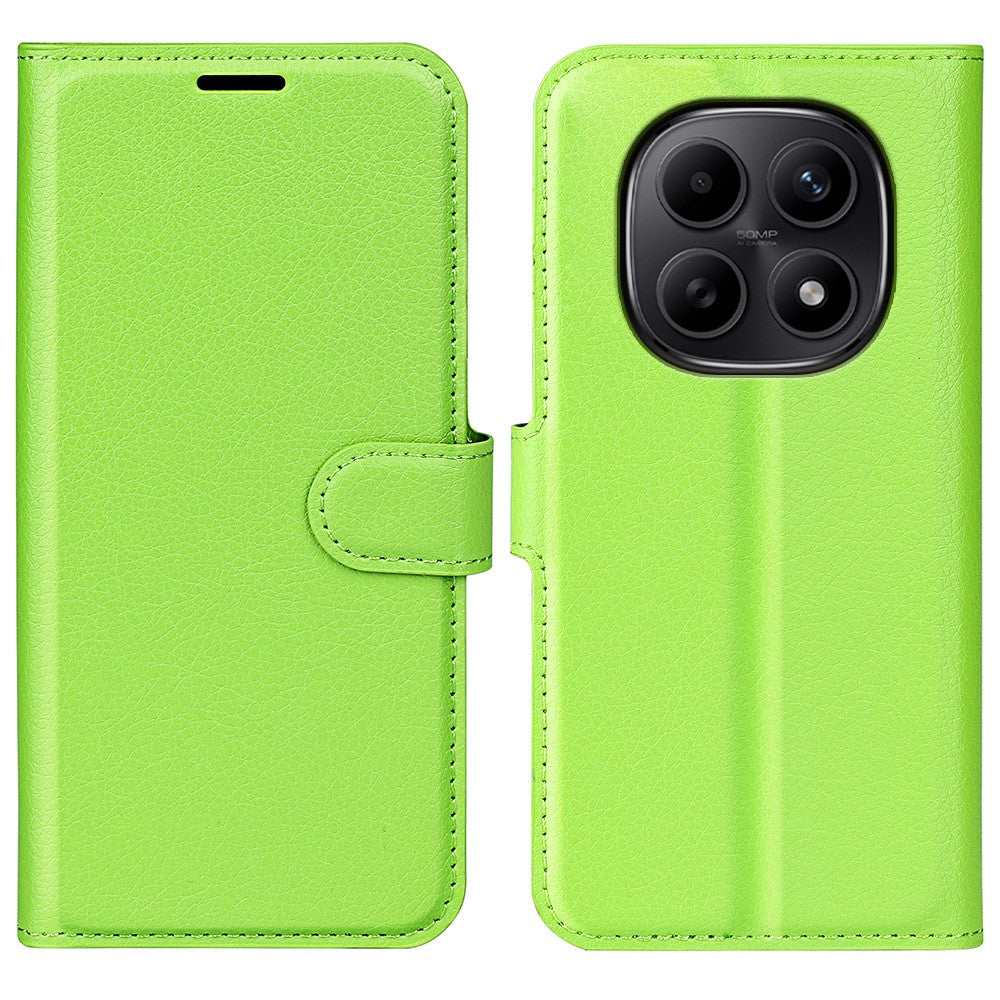 For Xiaomi Redmi Note 15 4G (Global) Case Wallet Stand Litchi Texture Shockproof Leather Phone Cover - Green