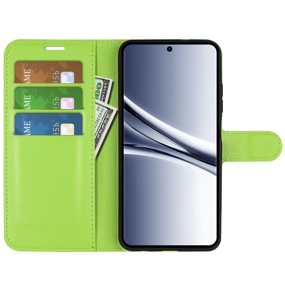 For Xiaomi Redmi Note 15 4G (Global) Case Wallet Stand Litchi Texture Shockproof Leather Phone Cover - Green